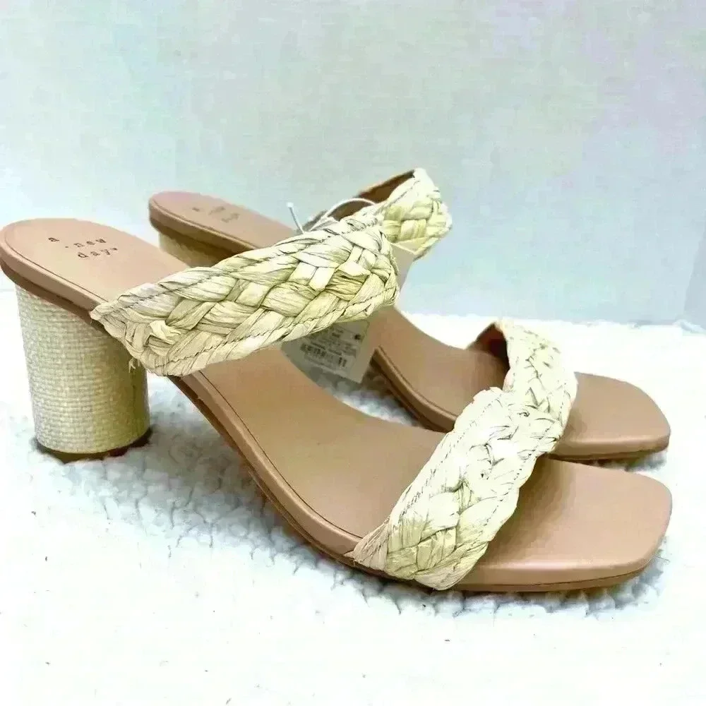 NWT A New Day Ratan Square Toe Open Back Block Heel Mule‎ Heel Size 11